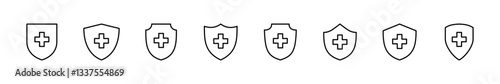 Health insurance icon set. Insurance health document icon