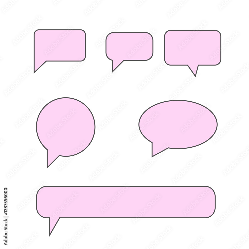 Colorful Speech Bubble Set with Various Shapes Colorful Speech Bubble Set with Various Shapes