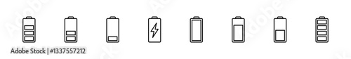 Battery icon set. battery charge level. battery charging icon
