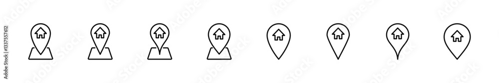 Address icon set. home location icon vector Address icon set. home location icon vector