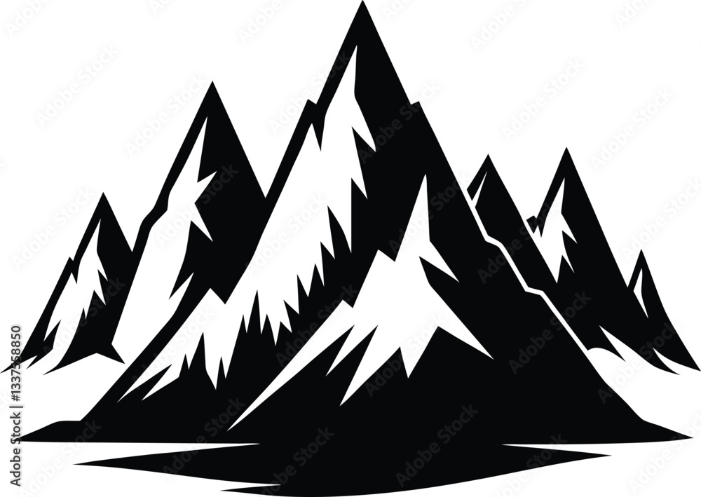 Obraz premium Mountain Silhouette Vector Design, Mountain Icon