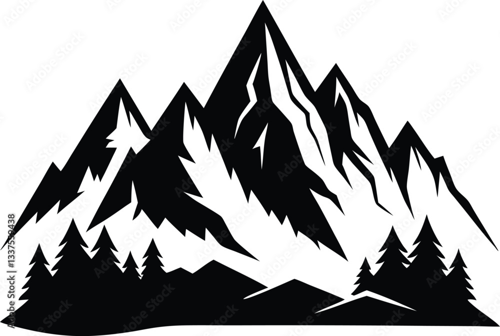 Obraz premium Mountain Silhouette Vector Design, Mountain Icon