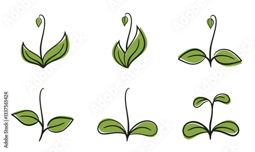 Spring plants illustrations set. Floral, planting and nature design elements. Isolated vector images