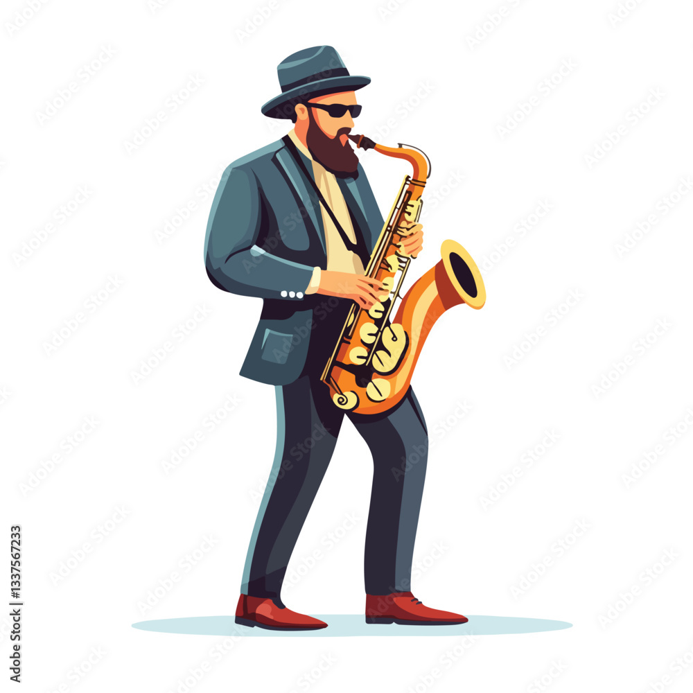 Naklejka premium Professional Musician Playing Saxophone in a Live Performance