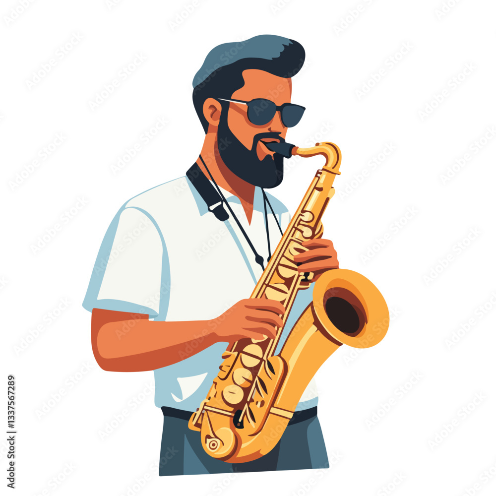 Fototapeta premium Professional Musician Playing Saxophone in a Live Performance
