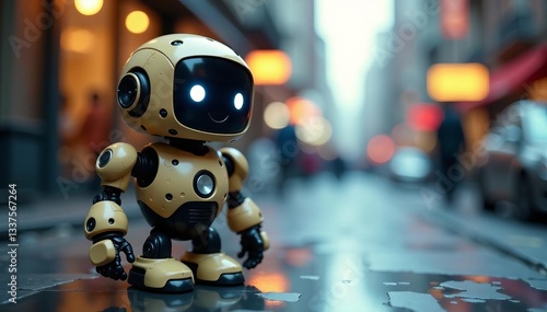 Wallpaper Mural Miniature mechanical android with a friendly expression, robotic, positive Torontodigital.ca