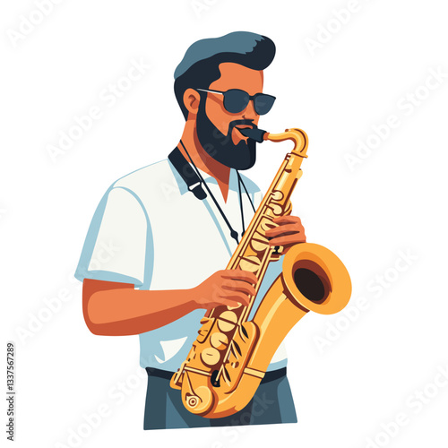 Professional Musician Playing Saxophone in a Live Performance