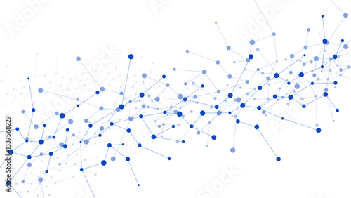 Scientific background with structure molecule, DNA, atom and neurons. Connecting lines and dots. Medical, chemistry and science design concept