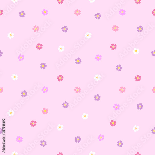 Spring Primroses. Pink Seamless pattern.