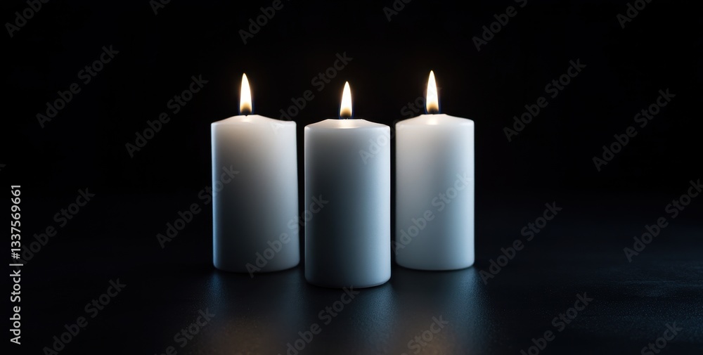 custom made wallpaper toronto digitalThree white candles burning against a dark background.