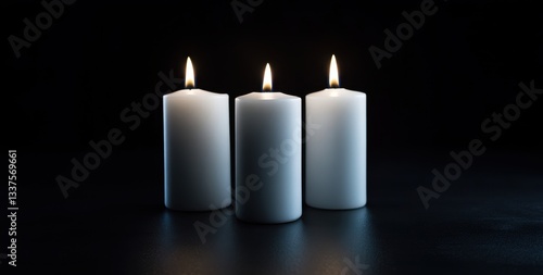 Wallpaper Mural Three white candles burning against a dark background. Torontodigital.ca
