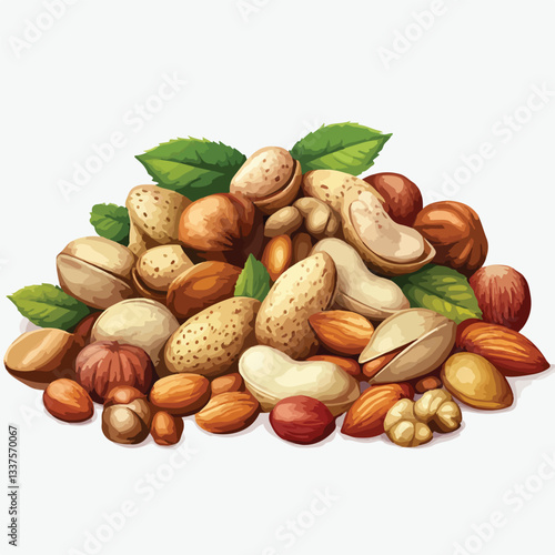 Fresh Nuts Mix Isolated on Transparent Background for Creative Designs