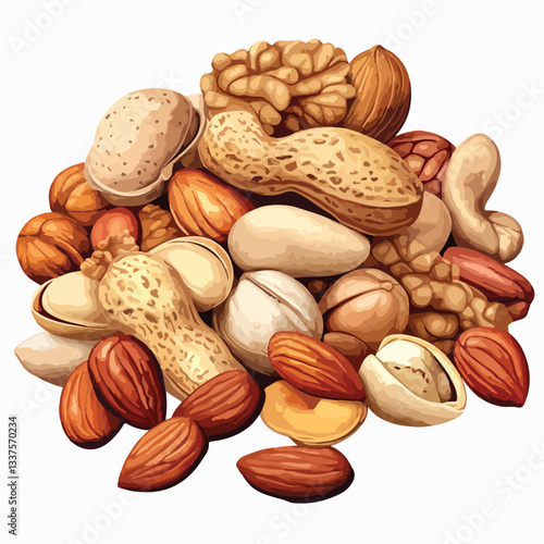 Fresh Nuts Mix Isolated on Transparent Background for Creative Designs