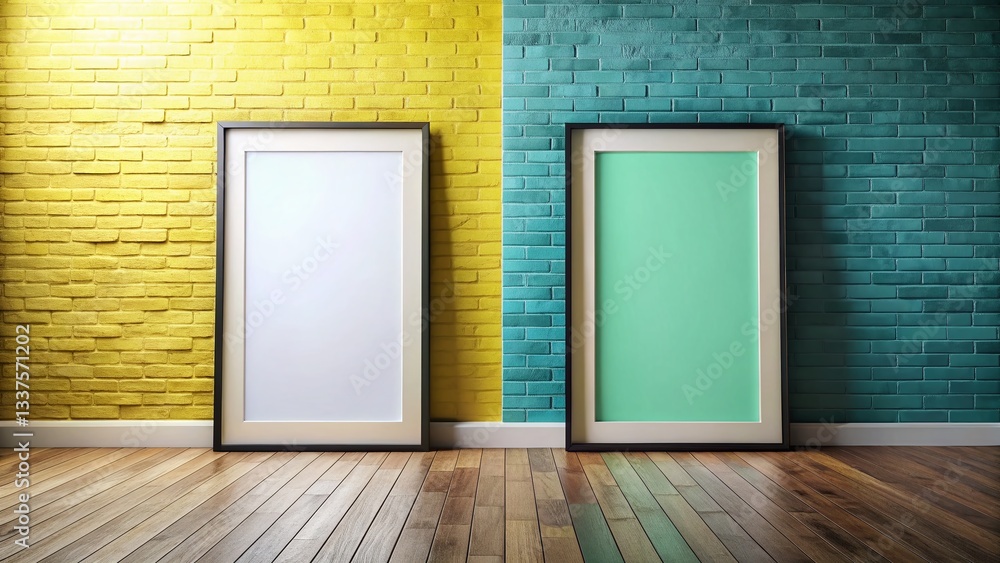 Blank Horizontal Black Frame Poster Mockup - Right Side Copy Space - Modern Minimalist Design Blank Horizontal Black Frame Poster Mockup - Right Side Copy Space - Modern Minimalist Design
