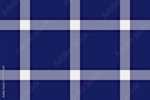 Classic navy blue and white plaid pattern.  Versatile design ideal for textile, fashion, and web backgrounds.  Clean, simple, and timeless, evoking feelings of sophistication and tradition.