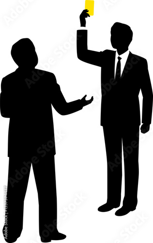 イエローカードを提示する男性ビジネスマン