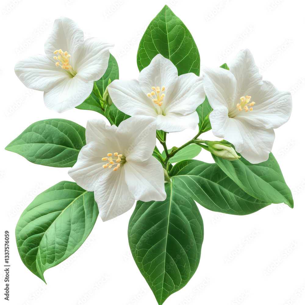 Obraz premium Elegant blossom cluster with luminous petals and verdant foliage design