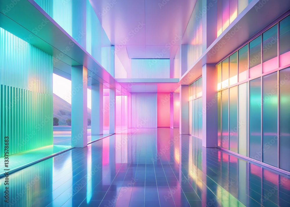 Calm Pastel Holographic Architecture: Serene Building Design with Soft Lighting Calm Pastel Holographic Architecture: Serene Building Design with Soft Lighting