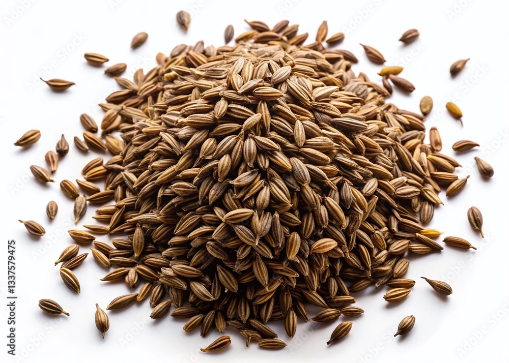 Caraway Seeds & Cumin Close-Up: Isolated Silhouette Studio Shot Caraway Seeds & Cumin Close-Up: Isolated Silhouette Studio Shot