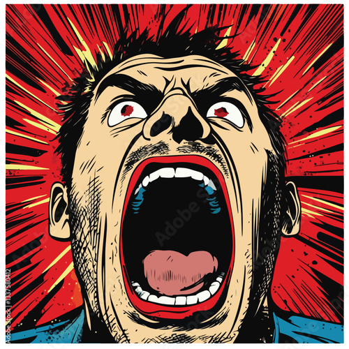 Pop Art Comic Book Panel with Terrified Man
