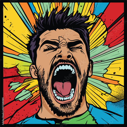 Pop Art Comic Book Panel with Terrified Man
