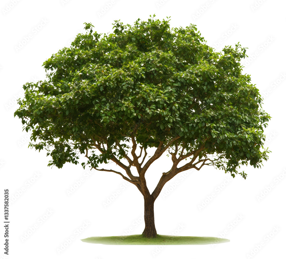 Lush green tree with dense foliage isolated on white, transparent background. Nature concept Lush green tree with dense foliage isolated on white, transparent background. Nature concept
