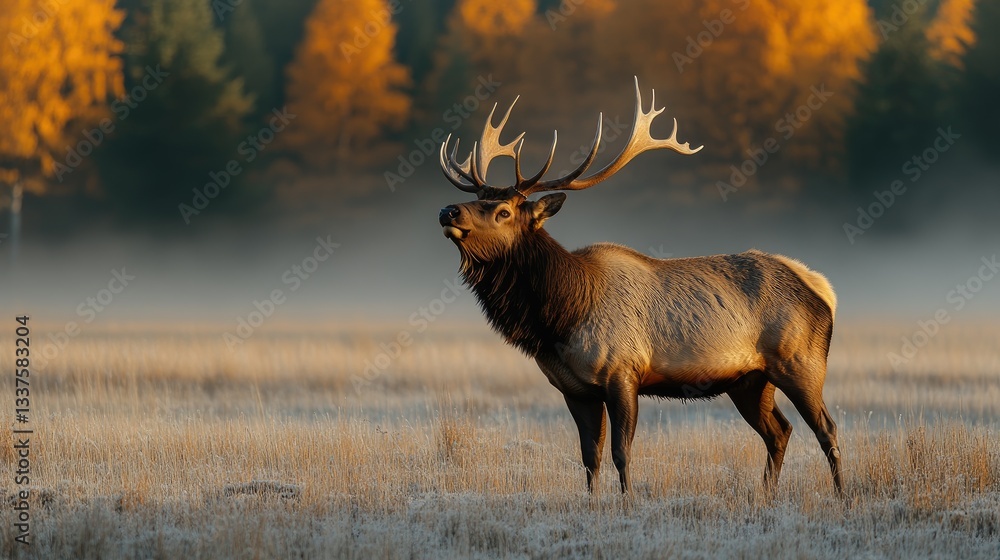 Majestic elk in autumnal meadow Majestic elk in autumnal meadow