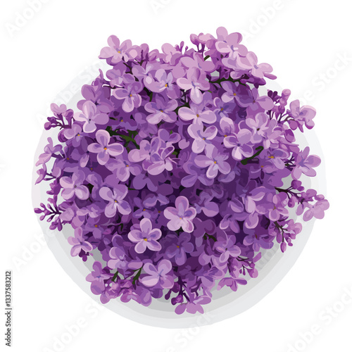 Realistic Lilac Flower Bed Backdrop with Floral Top