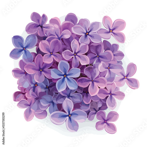 Realistic Lilac Flower Bed Backdrop with Floral Top