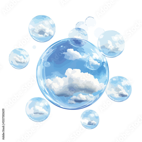 Glorious Soap Bubbles Soaring in Clear Blue Sky