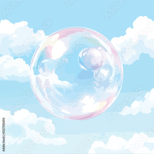 Glorious Soap Bubbles Soaring in Clear Blue Sky
