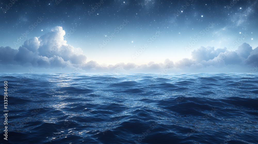 Fototapeta premium Starry Night Ocean Panorama