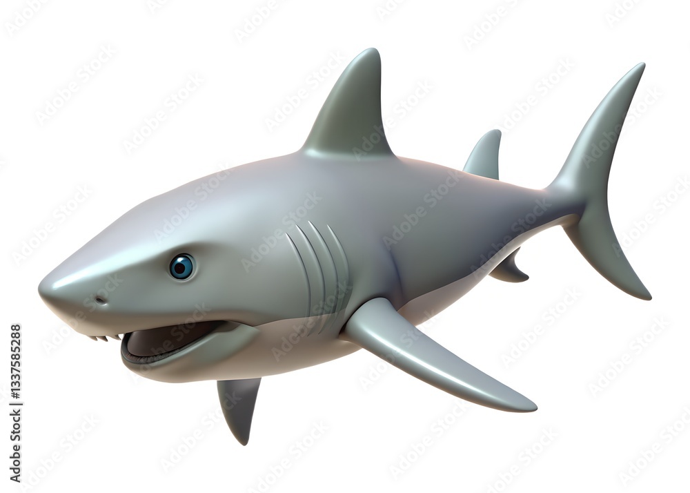 Fototapeta premium Majestic Shark Illustration: A sleek, gray shark, the apex predator of the ocean, glides with grace and power, capturing the essence of the ocean's most formidable inhabitant.