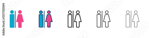 Toilet icon vector isolated on white background. Toilet sign. Man and woman restroom icon vector. Male and female icon