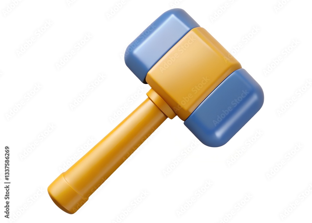 Fototapeta premium Hammer Icon: A vibrant and modern depiction of a hammer, with a blue head and a yellow handle, offering a fresh and engaging visual element.
