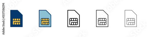 Sim card icon vector isolated on white background. Mobile sim icon. Mobile cellular phone sim card chip.