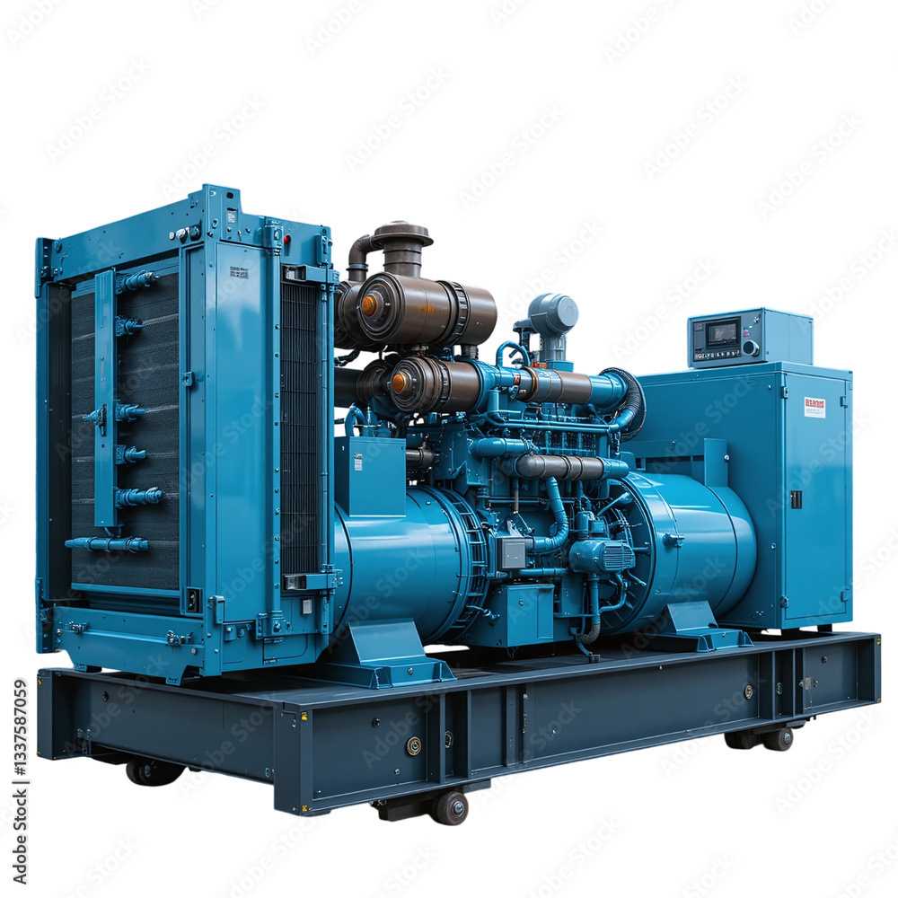 Obraz premium Industrial generator power system backup electricity generator set machinery plant equipment supply solution transparent background