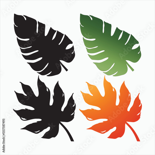 Topical Four Leaves silhouette and vector illustration design graphic on white background