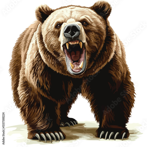 Roaring Grizzly Bear Vector Illustration