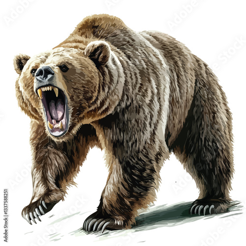 Roaring Grizzly Bear Vector Illustration