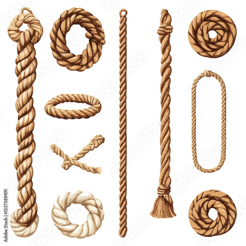 Nautical Rope Vector Pattern Brushes Set for Design Projects