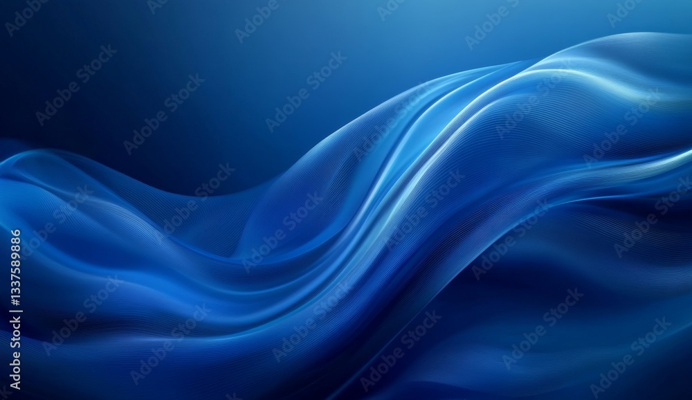 Fluid, flowing, abstract blue waves. Dynamic, smooth curves Fluid, flowing, abstract blue waves. Dynamic, smooth curves