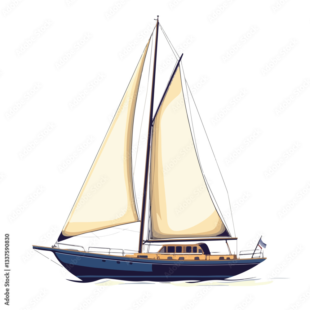 Fototapeta premium Sailboat Isolated Vector Illustration - Nautical Summer Design