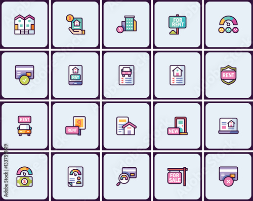 Comprehensive real estate services icon collection for property management tasks