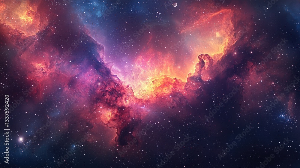 Fototapeta premium Vibrant nebula with cosmic dust and stars. (3)