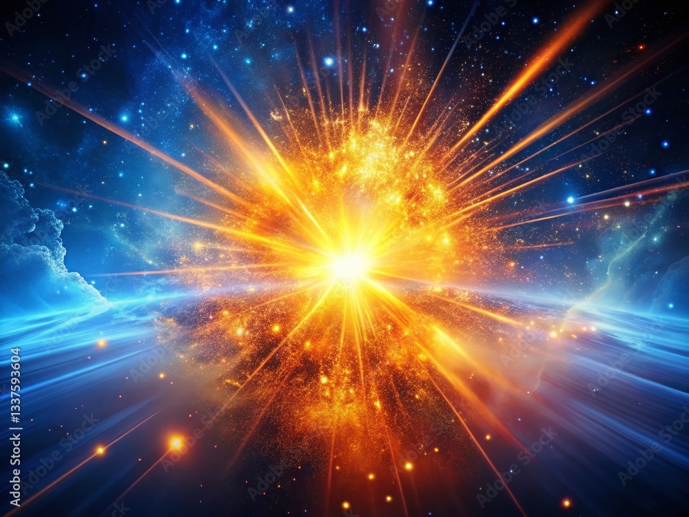 Cosmic Orange Explosion: Panoramic Nebula with Energetic Particles and Streaks Cosmic Orange Explosion: Panoramic Nebula with Energetic Particles and Streaks