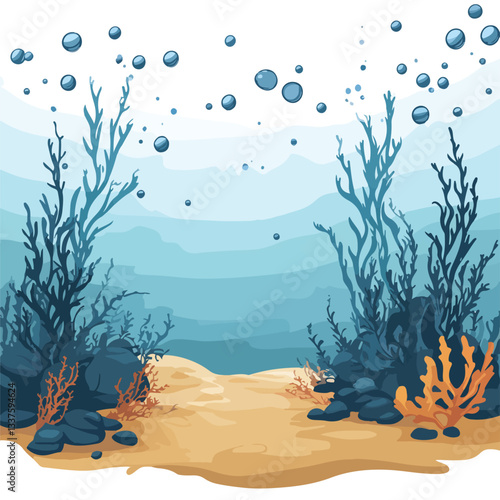 Underwater Ocean Background with Sea Bottom