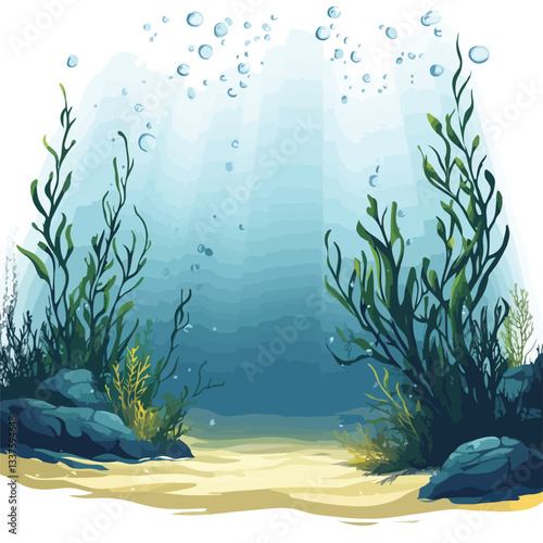 Underwater Ocean Background with Sea Bottom