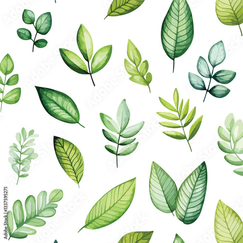 Seamless Cute Leaves Background Water Pattern