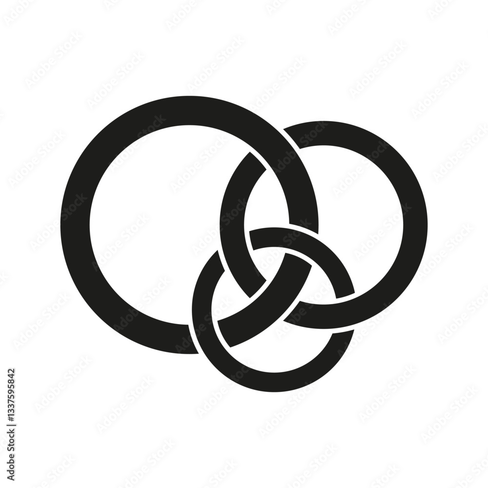 Ring icon. Linked chain symbol. Unity connection illustration. Vector loop sign. Ring icon. Linked chain symbol. Unity connection illustration. Vector loop sign.
